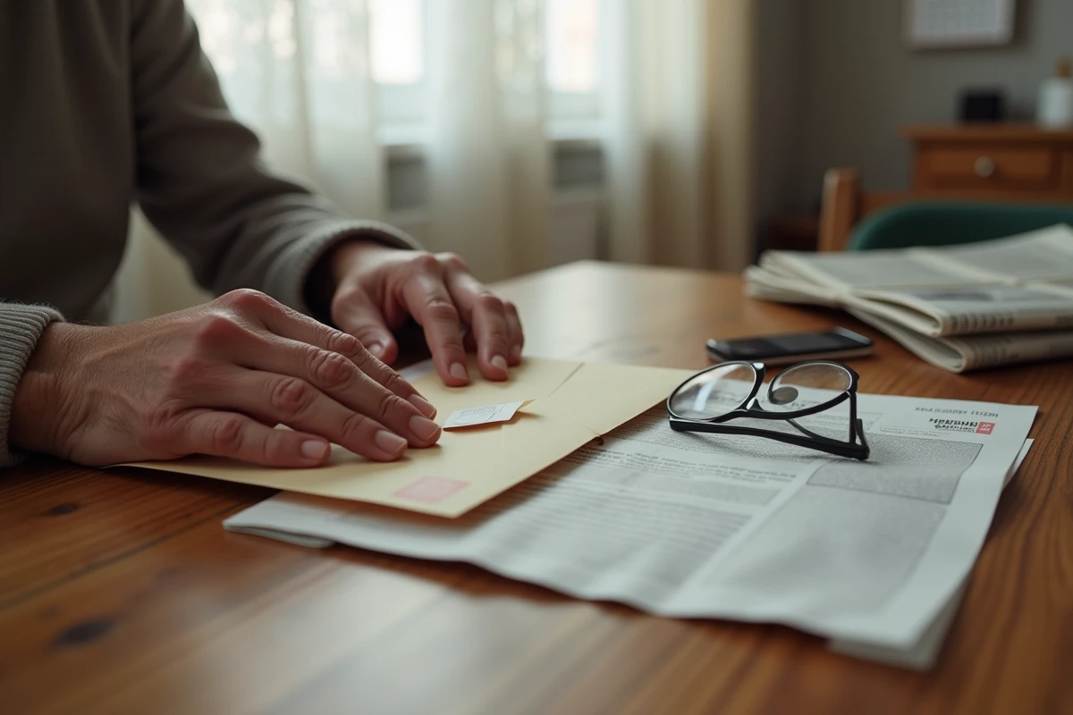 Mains d'une personne âgée tenant un courrier officiel lié à la récupération de l'ASPA sur succession